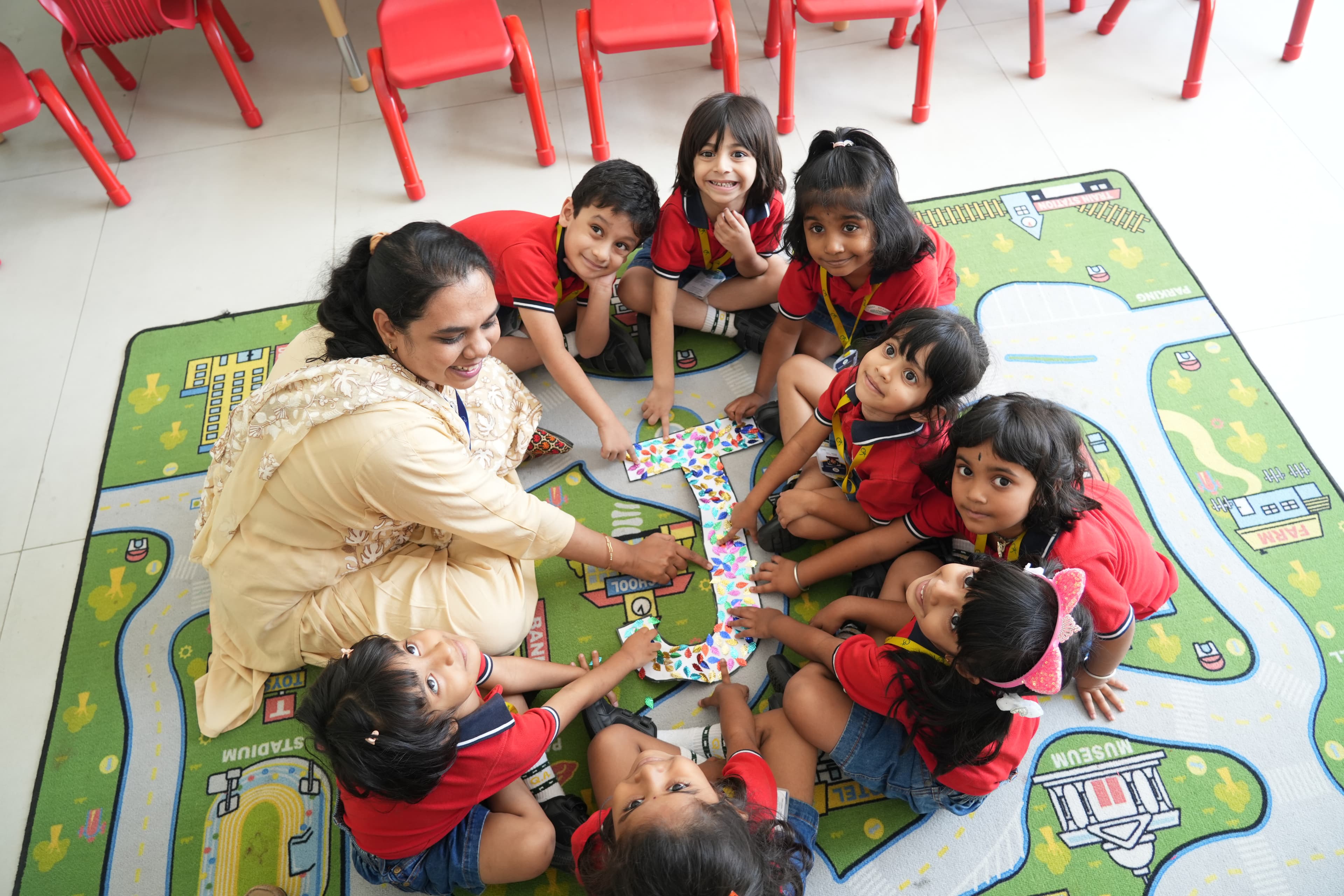 Happy children learning